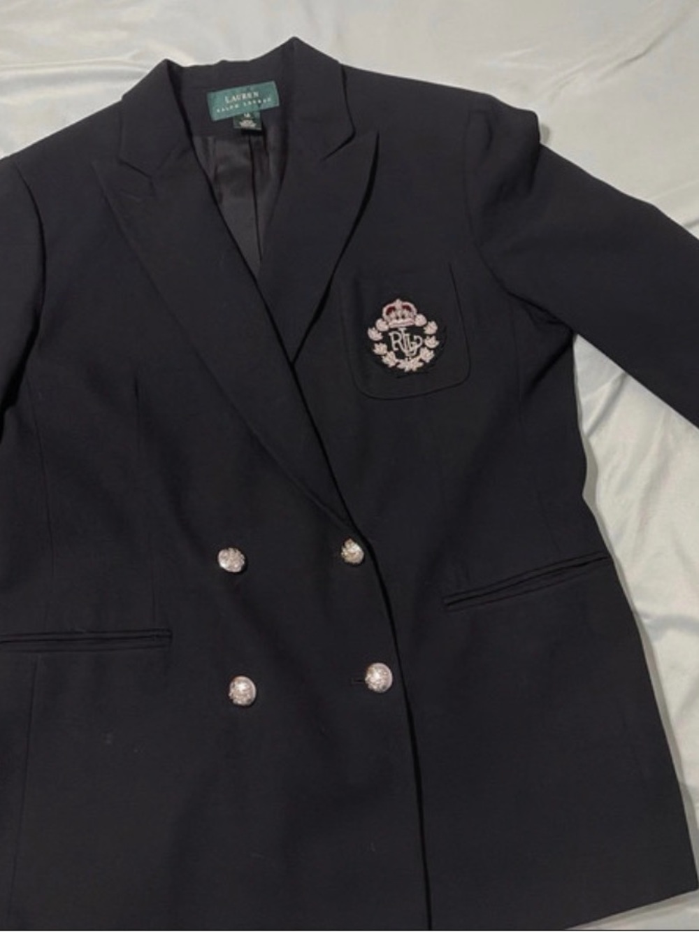 Ralph Lauren Navy Double-Breasted Crest Blazer